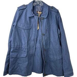 Fat Face NWT Women's Blue Moto Jacket 100% Cotton Full-Zip Long Sleeves Size 8